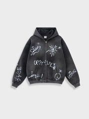 Grafitti Washed Kny Zipper