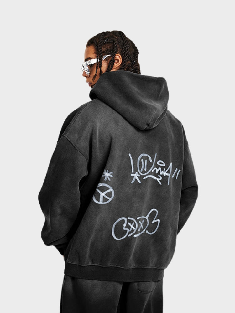 Grafitti Washed Kny Zipper