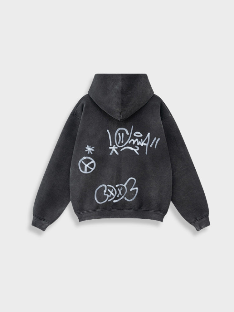 Grafitti Washed Kny Zipper