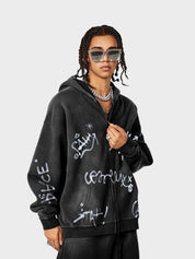 Grafitti Washed Kny Zipper