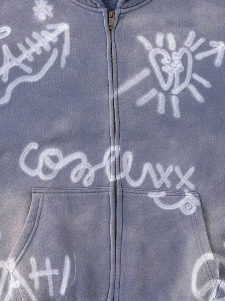 Grafitti Washed Kny Zipper