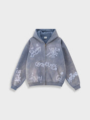 Grafitti Washed Kny Zipper