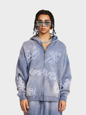 Grafitti Washed Kny Zipper