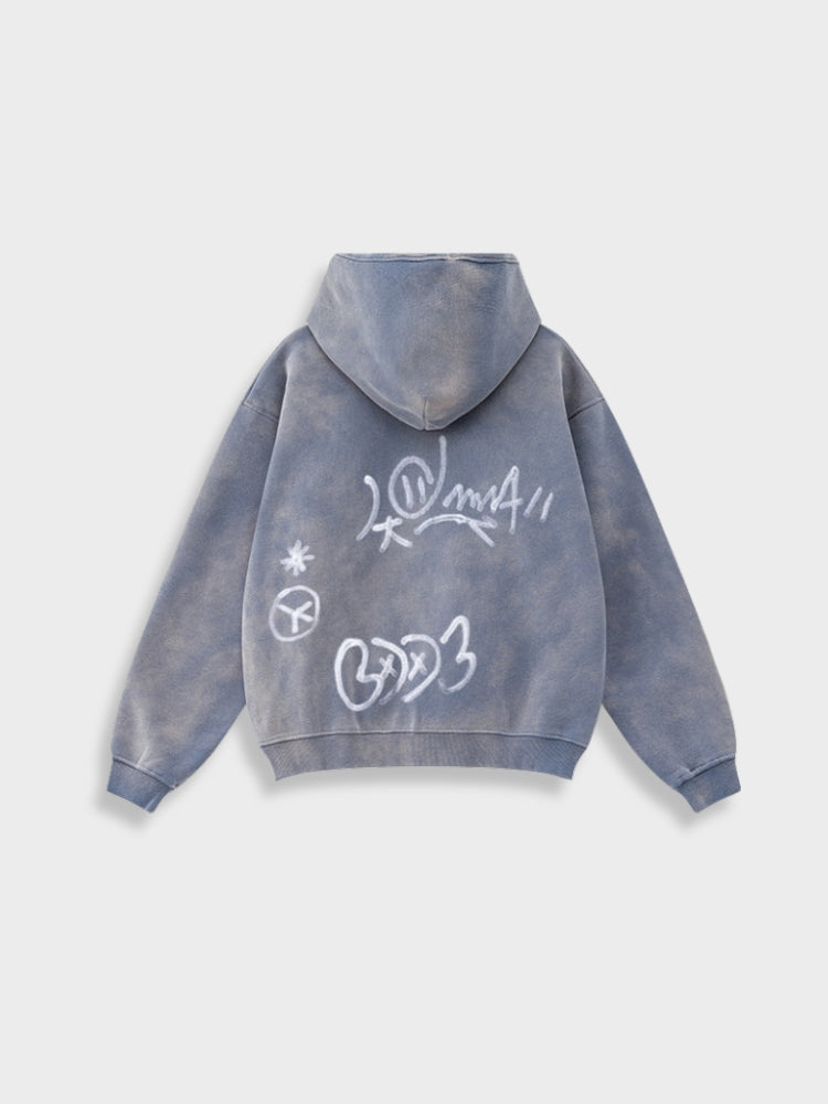 Grafitti Washed Kny Zipper