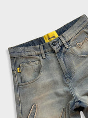 Kny x Distressed Washed Denim